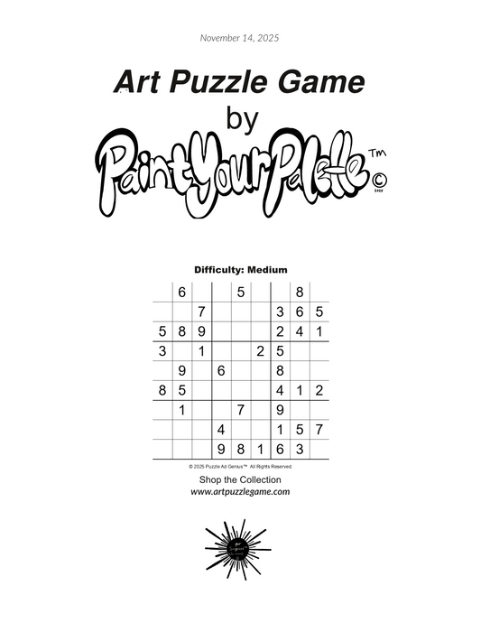 9x9 Sudoku grid, where .=blank square:  . 6 . . 5 . . 8 . . . 7 . . . 3 6 5 5 8 9 . . . 2 4 1 3 . 1 . . 2 5 . . . 9 . 6 . . 8 . . 8 5 . . . . 4 1 2 . 1 . . 7 . 9 . . . . . 4 . . 1 5 7 . . . 9 8 1 6 3 .  Apologies for any typos. Enjoy!