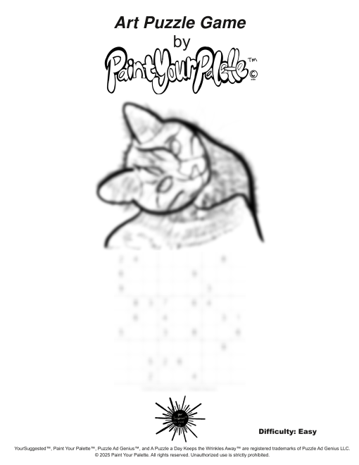 Art Puzzle Game | Digital Puzzle Coloring Sheet - Cat
